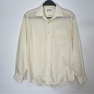 Yves Saint Laurent Chemises 15.5 32-33 Cream Striped Dress Shirt